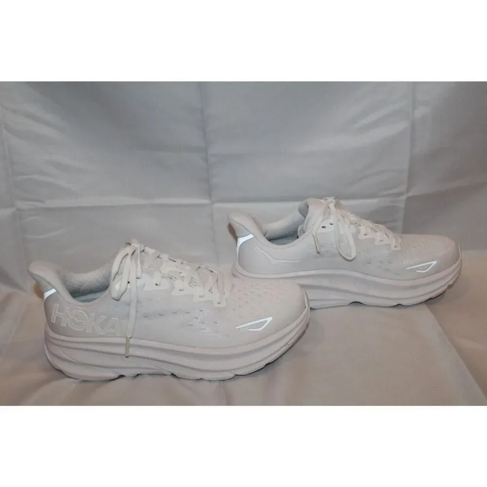HOKA CLIFTON 9 WOMEN'S‎ WWH WHITE RUNNING ATHLETIC SNEAKERS SZ 7 B